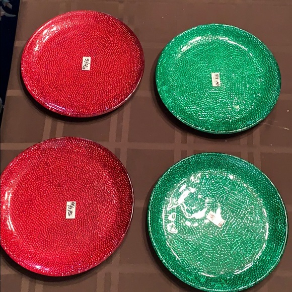New set of 4 holiday red/green plates - Picture 1 of 4